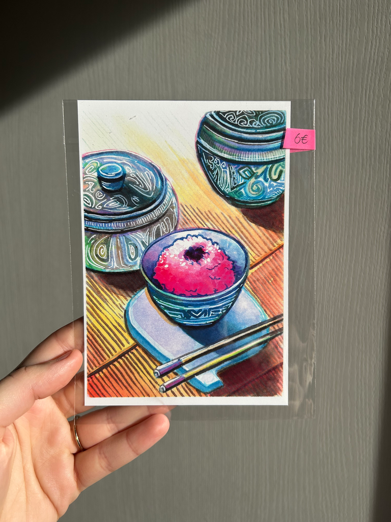 P46 - Illustration carte postale - RIZ ROSE