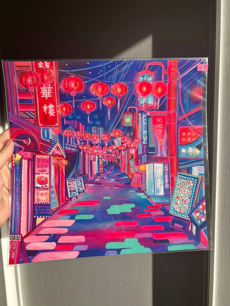 P68 - Illustration 30x30 - PAYSAGE ROSE BLEU