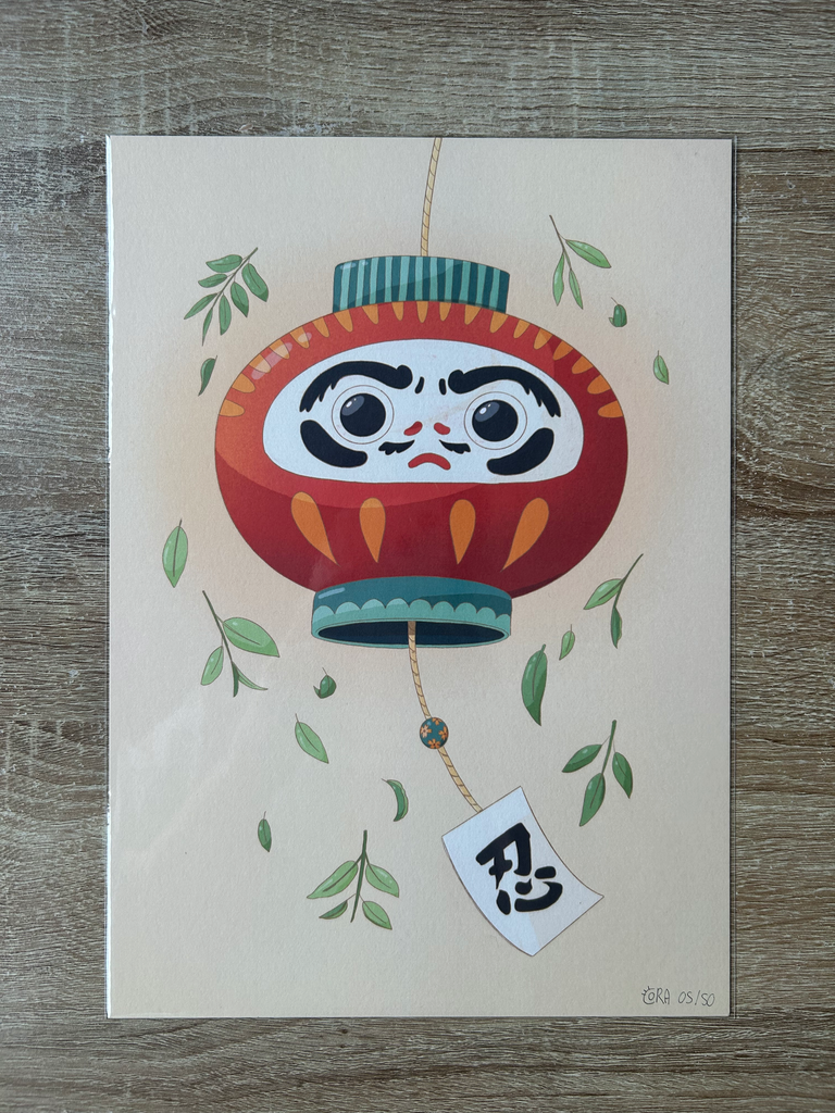 Illustration A4 - Daruma éclairé - Atelier Cora