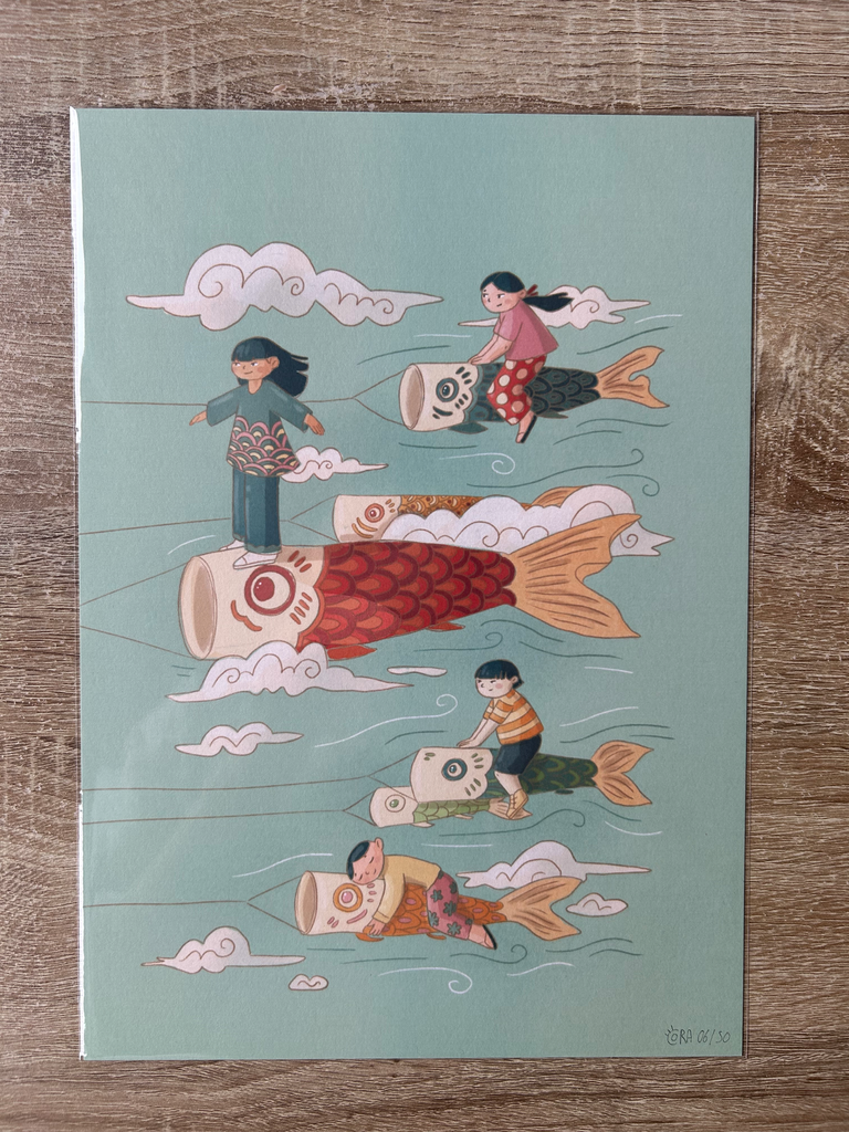 Illustration A4 - Koï Nobori - Atelier Cora