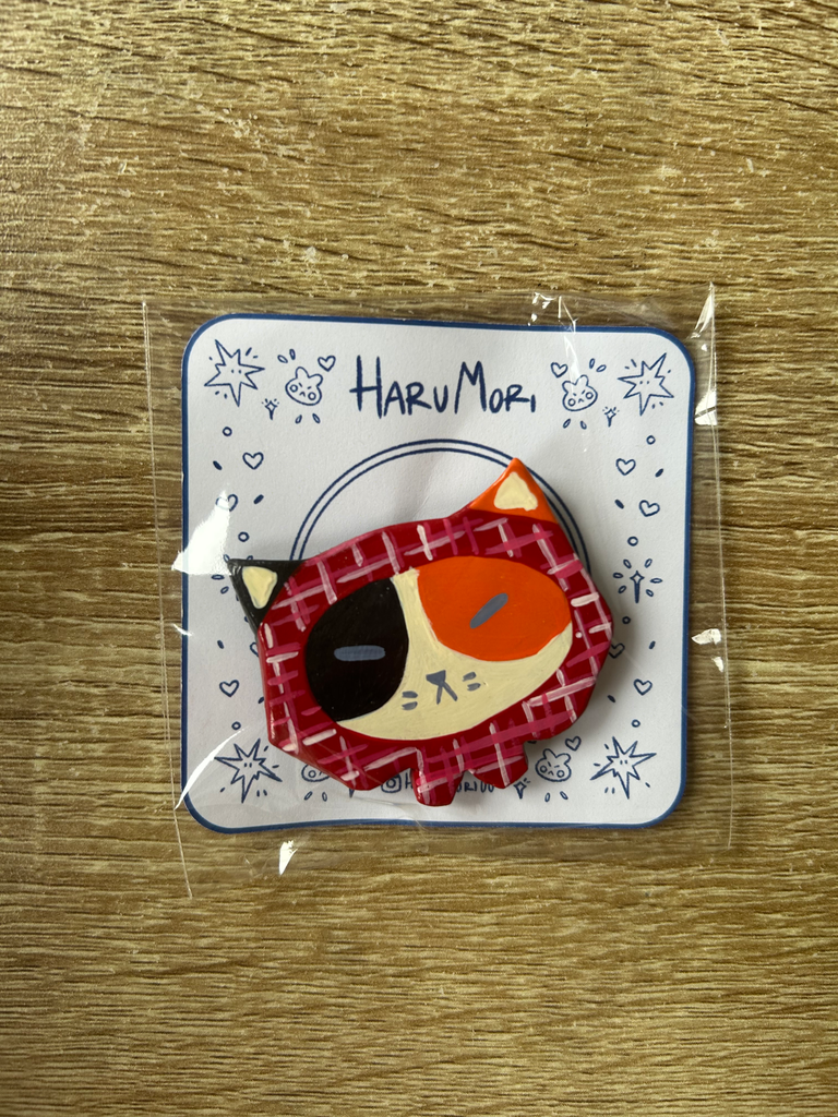 Handmade Animal Magnets - Chat Calico Rouge