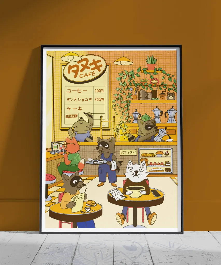 Illustration A3 - Tanuki Café - Burokanto