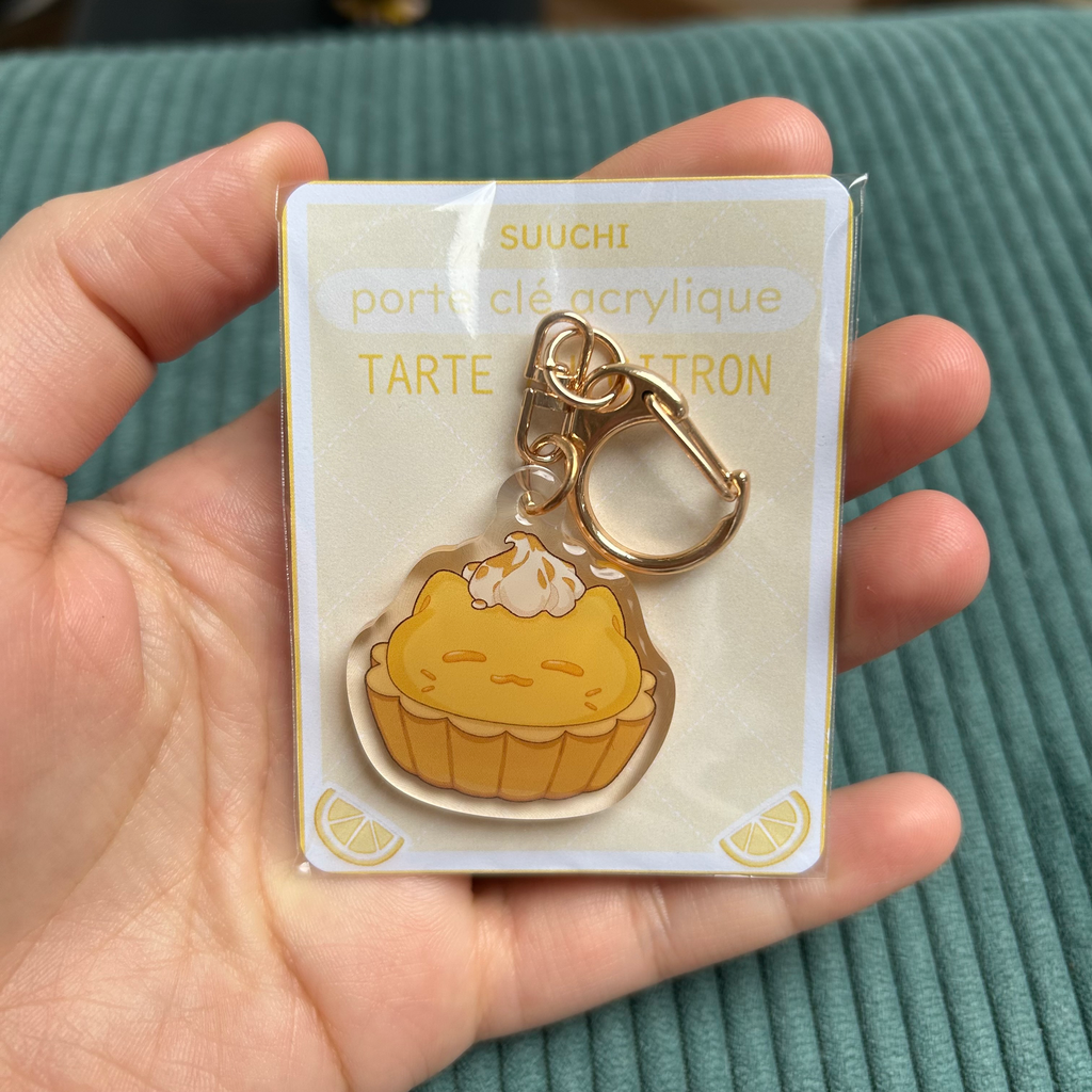 Porte clés tarte chat au citron