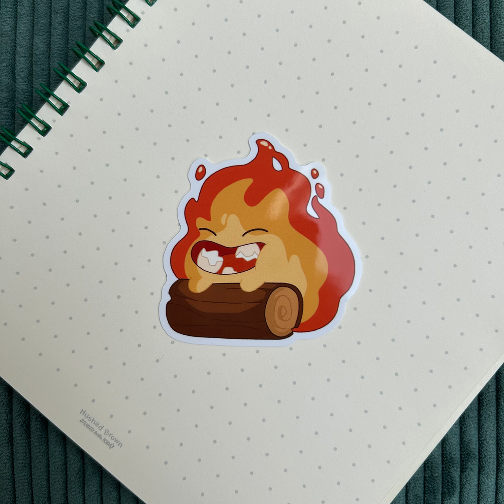 Stickers Calcifer et bûche - Ghibli