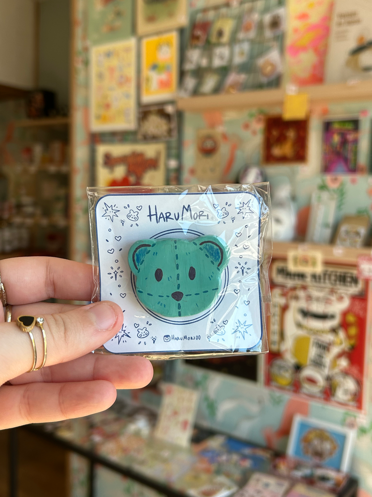 Handmade Animal Magnets - Ours vert