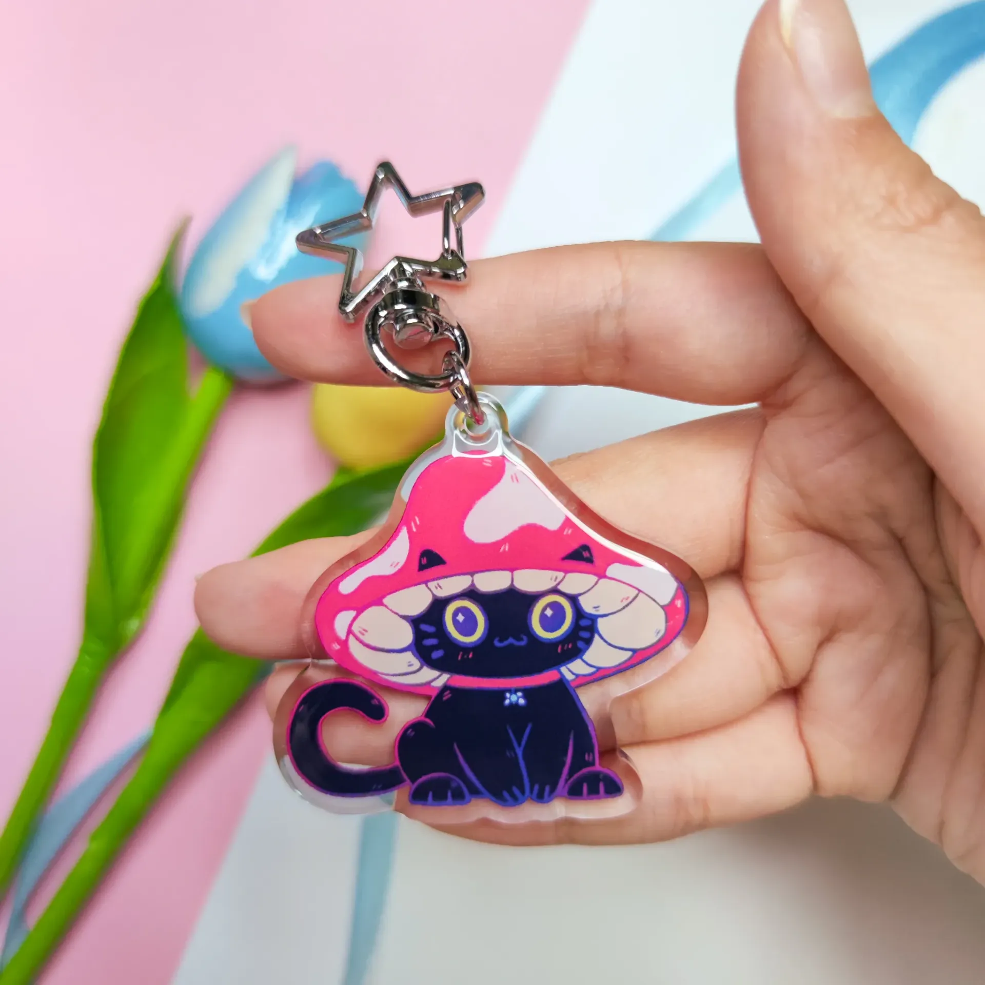 Porte-clés - Chat Champignon