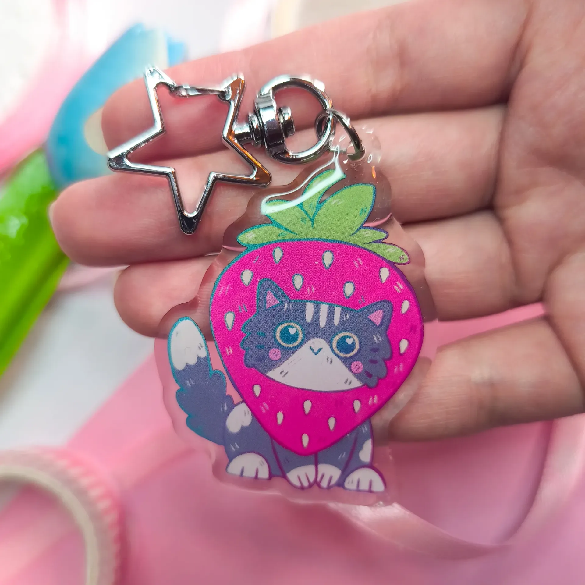 Porte-clés - Chat Fraise