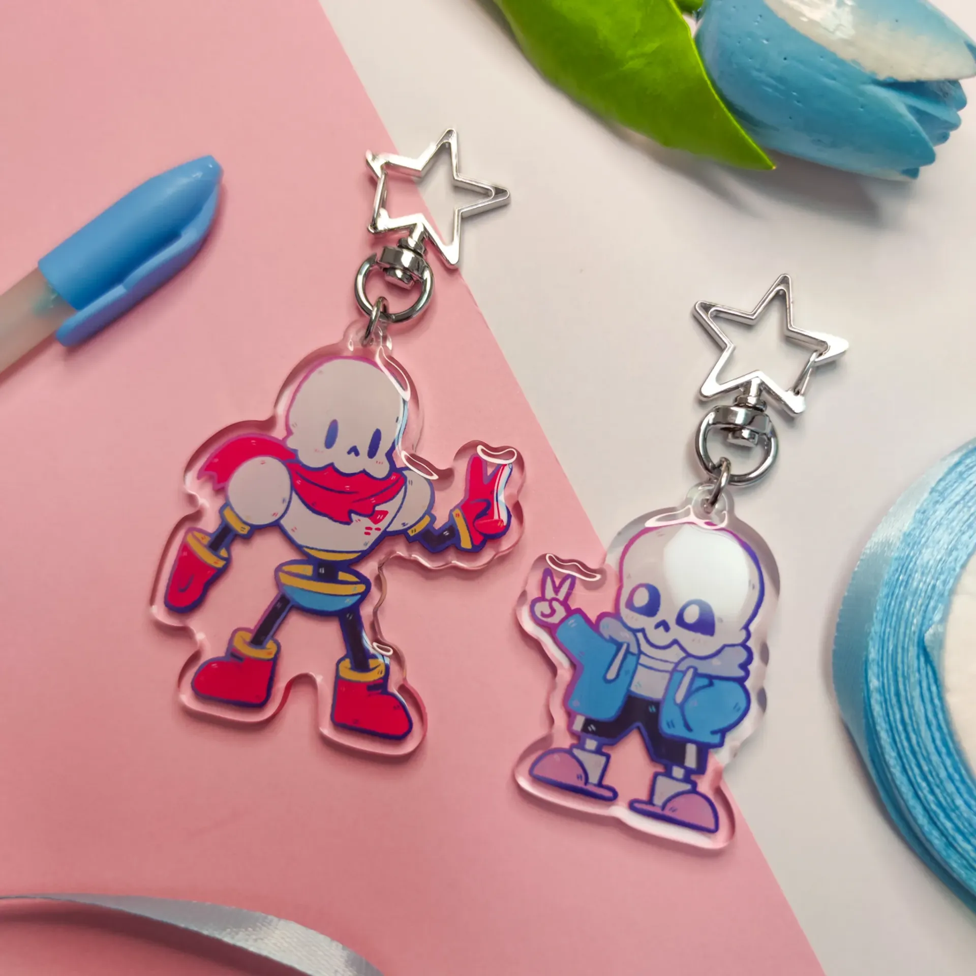 Porte-clés - Sans & Papyrus Undertale (Porte-clés Sans)