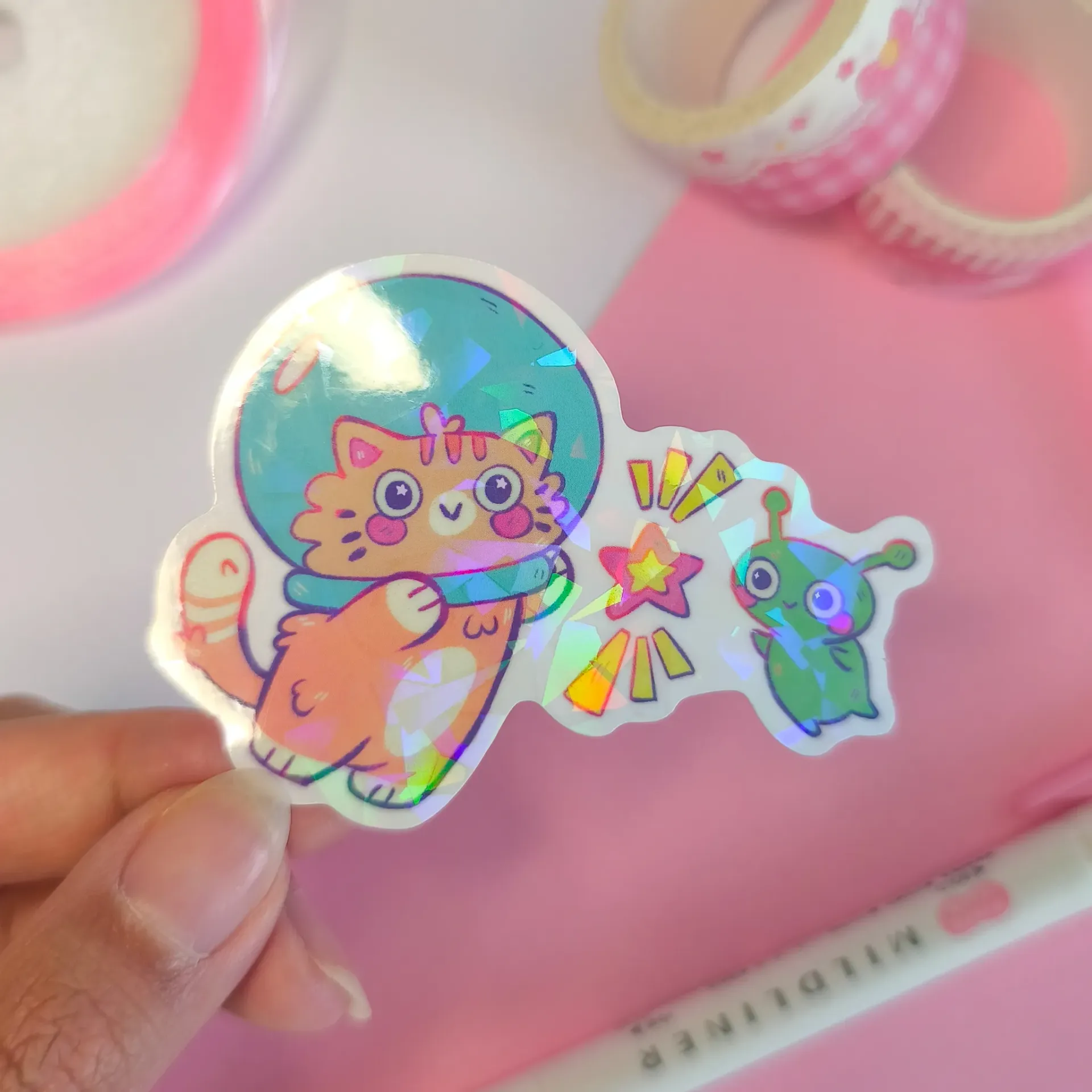 Grand Sticker - Chat Astronaute