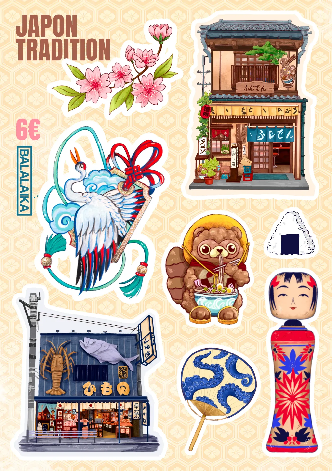 Planche de stickers Japon Tradition - Balalaïka