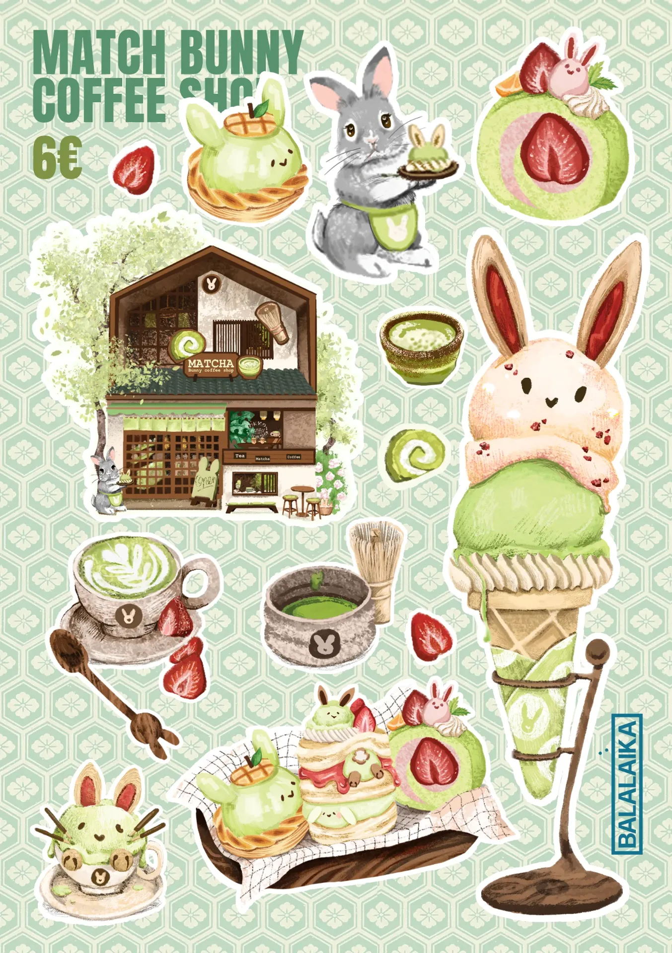 Planche de stickers matcha - Balalaïka