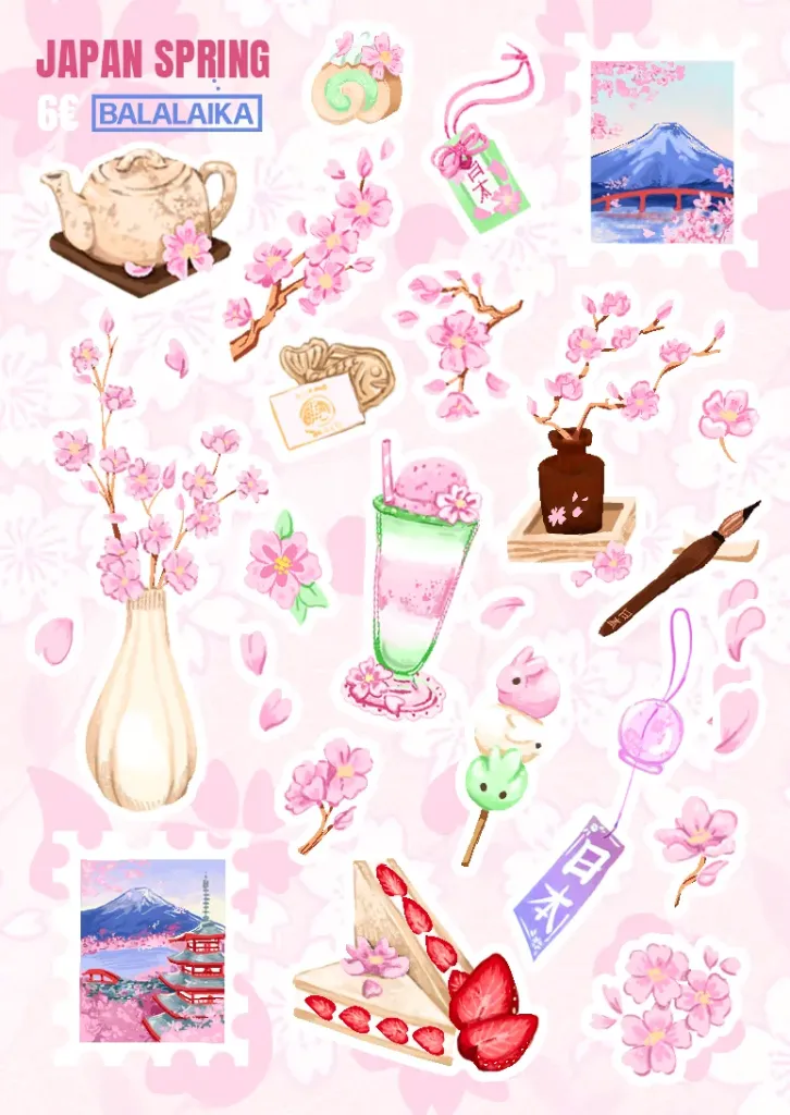 Planche de stickers Japan Spring - Balalaïka