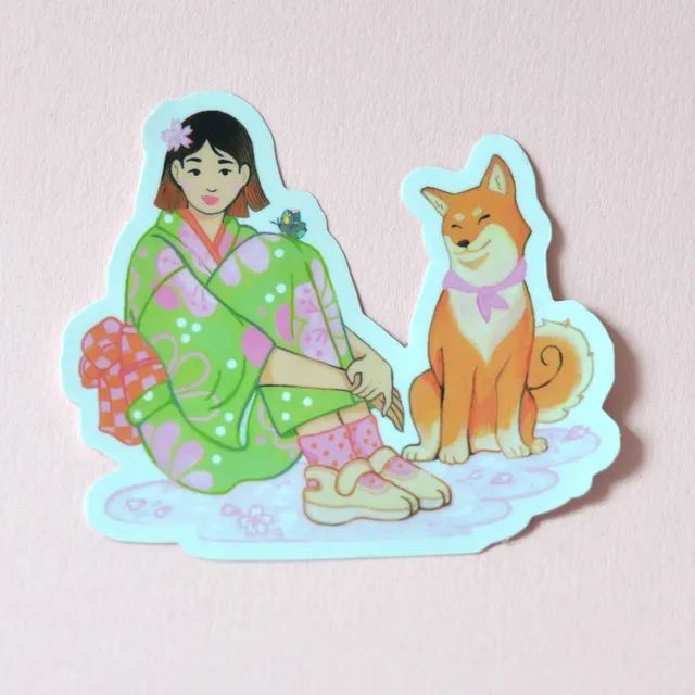 Sticker - La Fille, le Shiba et le Papillon - Amypiou