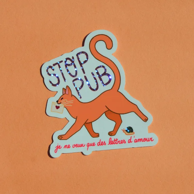 Sticker - Chat et escargot Stop-Pub - Amypiou