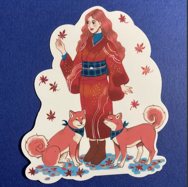 Sticker - La Fille aux Shiba - Amypiou